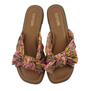 Kensie Womens Floral Print Slide Sandals Size 7.5 Satin